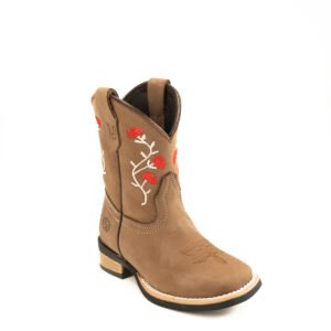 0183CDN Bota Caballo Dorado niña rodeo flores